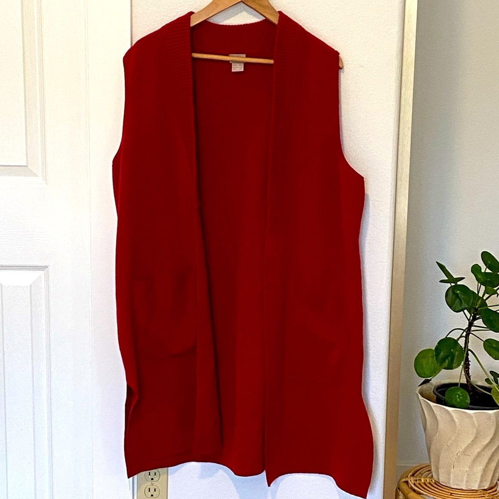Chico’s Open Front Sweater Vest Red Size XL (Chico’s 3)